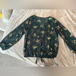 Luciana Tie Front Blouse Green Floral